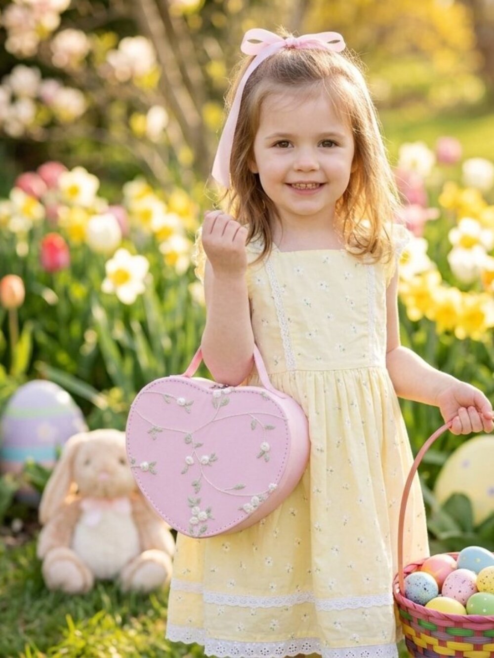Pink Heart Theme Handbag For Girls